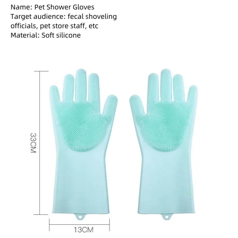 EcoSilk 5-Finger Silicone Pet Grooming Gloves