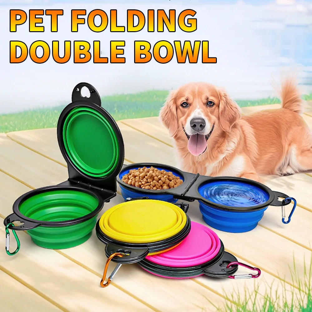 2-in-1 foldable dual feeding bowl