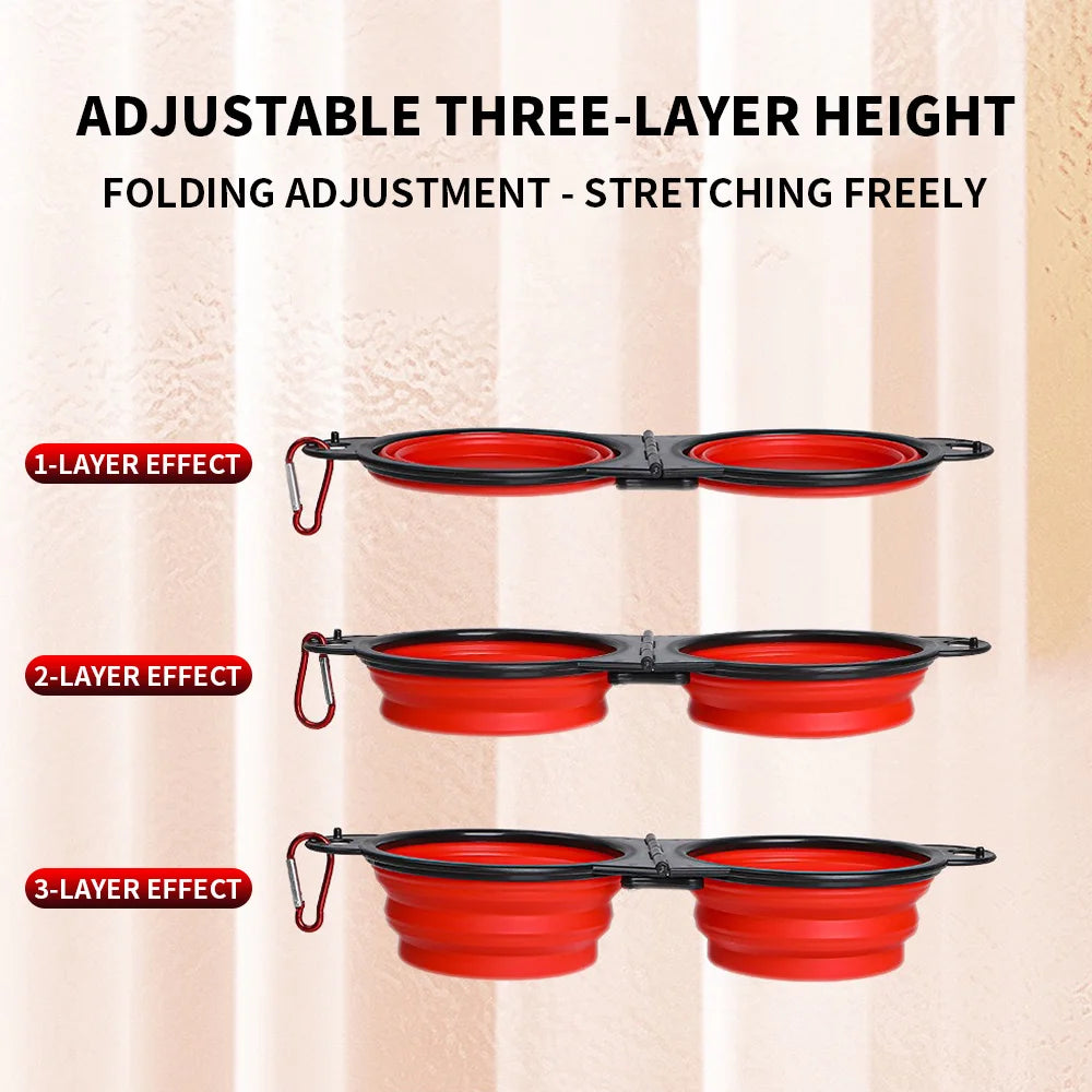 2-in-1 foldable dual feeding bowl