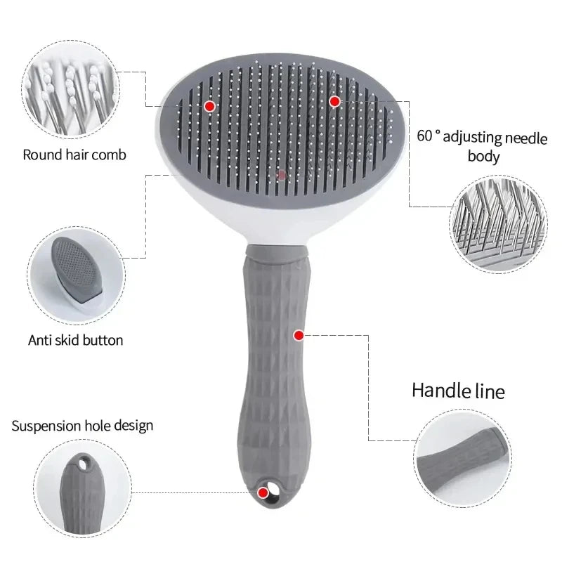 FurGuard Deluxe Wood-Handle Slicker Grooming Brush