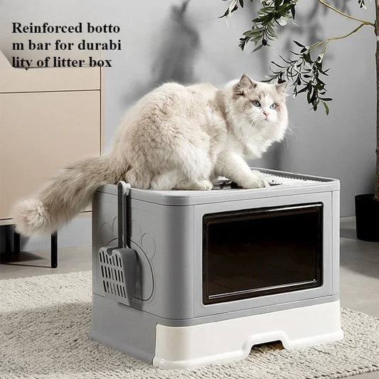 Dual-Entry Enclosed Cat Litter Box with Easy Slide-Out Tray