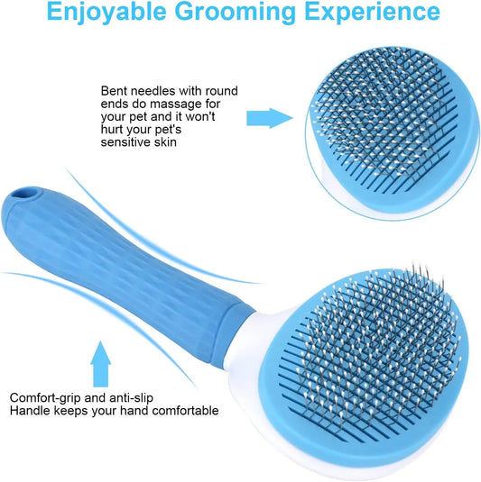 FurGuard Deluxe Wood-Handle Slicker Grooming Brush
