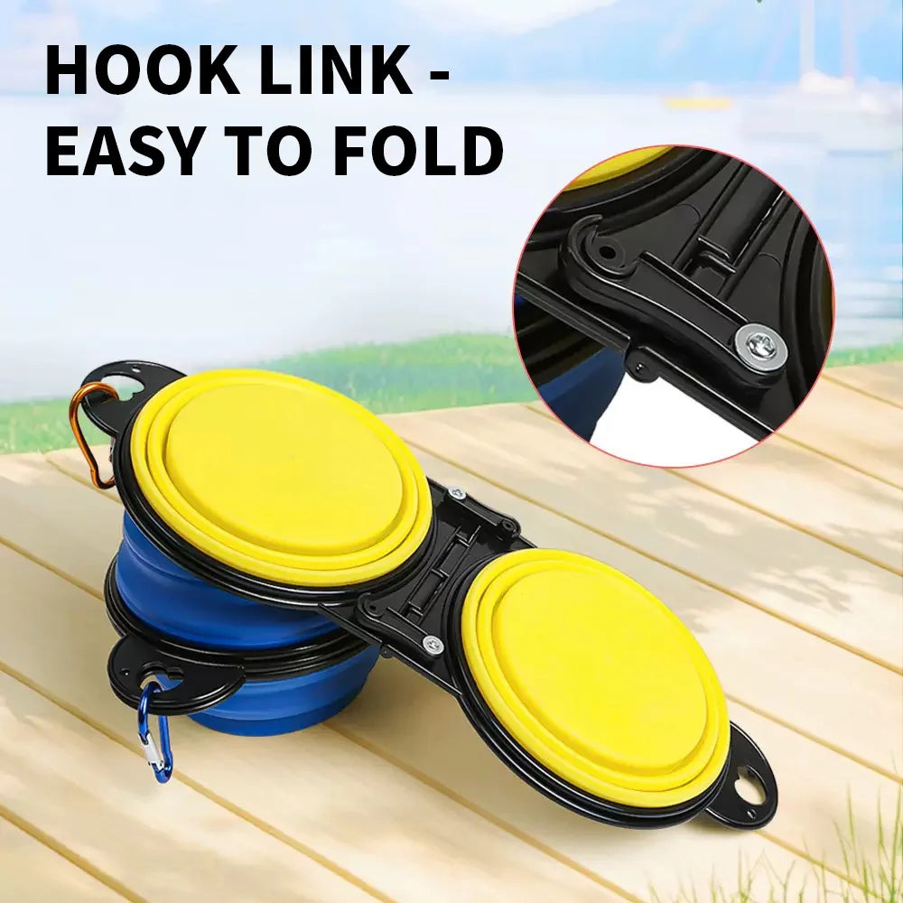 2-in-1 foldable dual feeding bowl