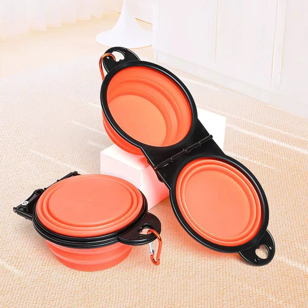 2-in-1 foldable dual feeding bowl