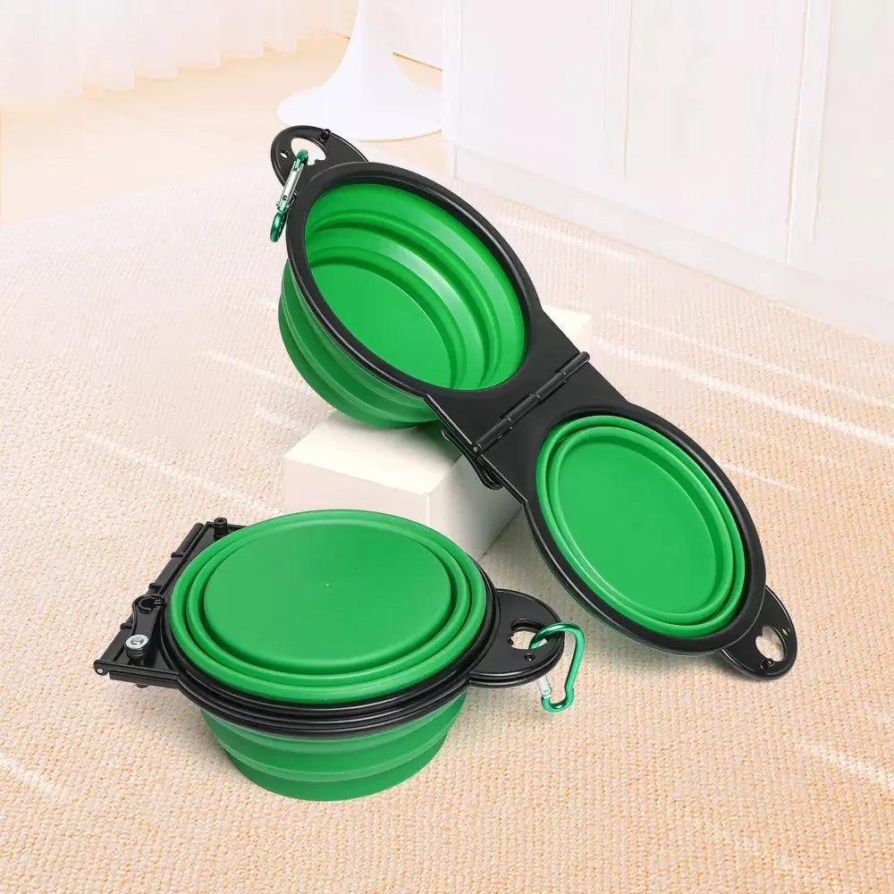 2-in-1 foldable dual feeding bowl